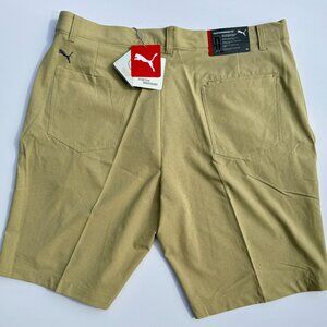 Puma Men's Golf Shorts, Heather 6 Pocket Short, Size 36, Tan (White Pepper), New